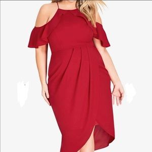 City Chic Red Flowy Dress Plus 18
